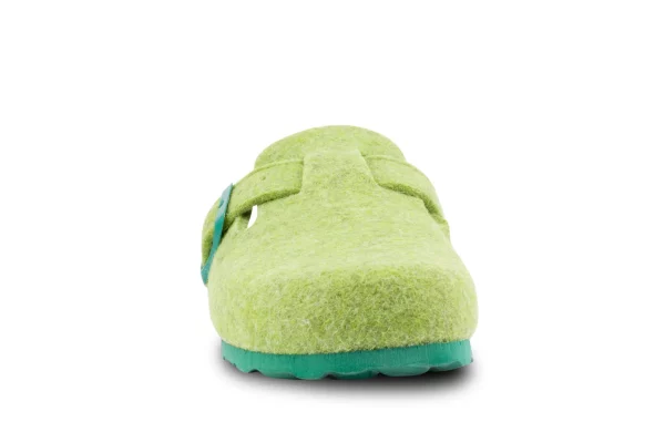 tople kućne papuče s kožnom tabanicom zelene boje