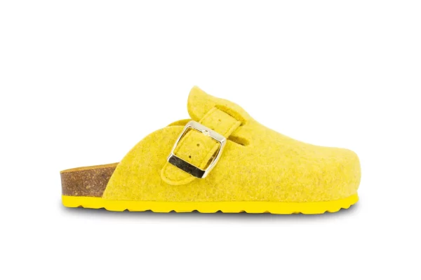 kućne papuče s kožnom tabanicom žute boje